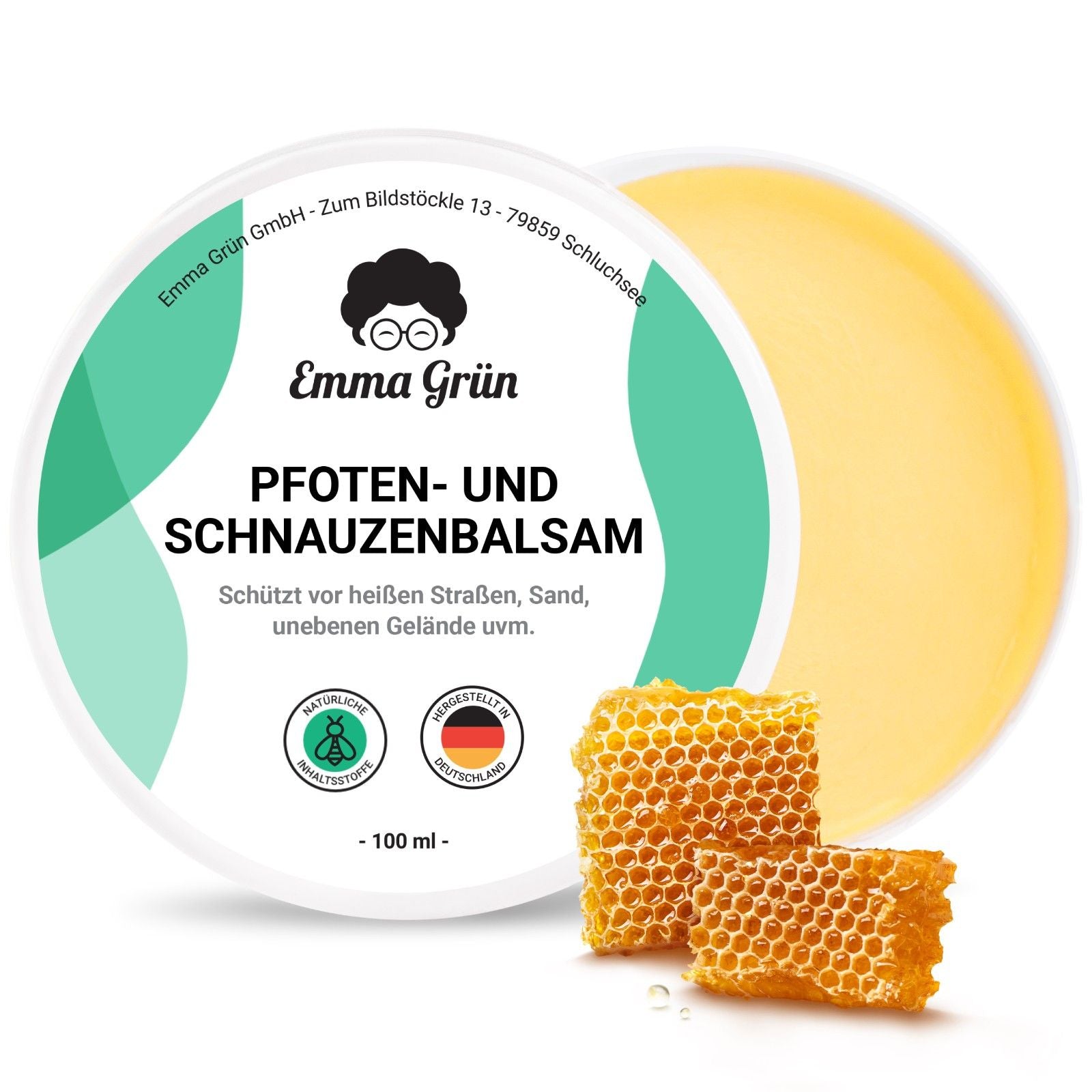 Pfotenbalsam 100 ml, für rissige Pfoten & Nasen, mit Propolis & Bienenwachs  Emma Grün   