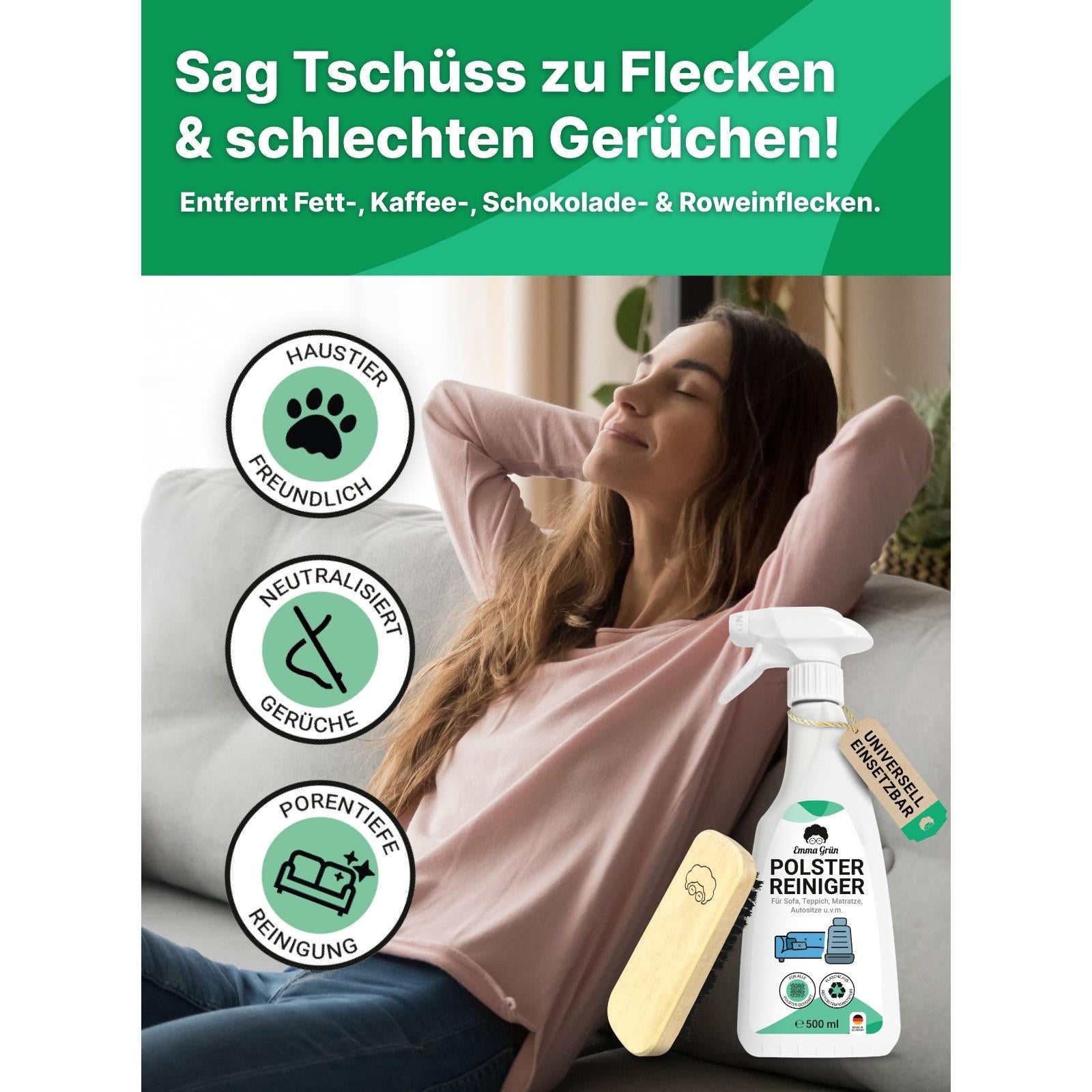 "Sauber & frisch" Polster Spar-Set mit Polsterreiniger & Lavendelspray  Emma Grün   