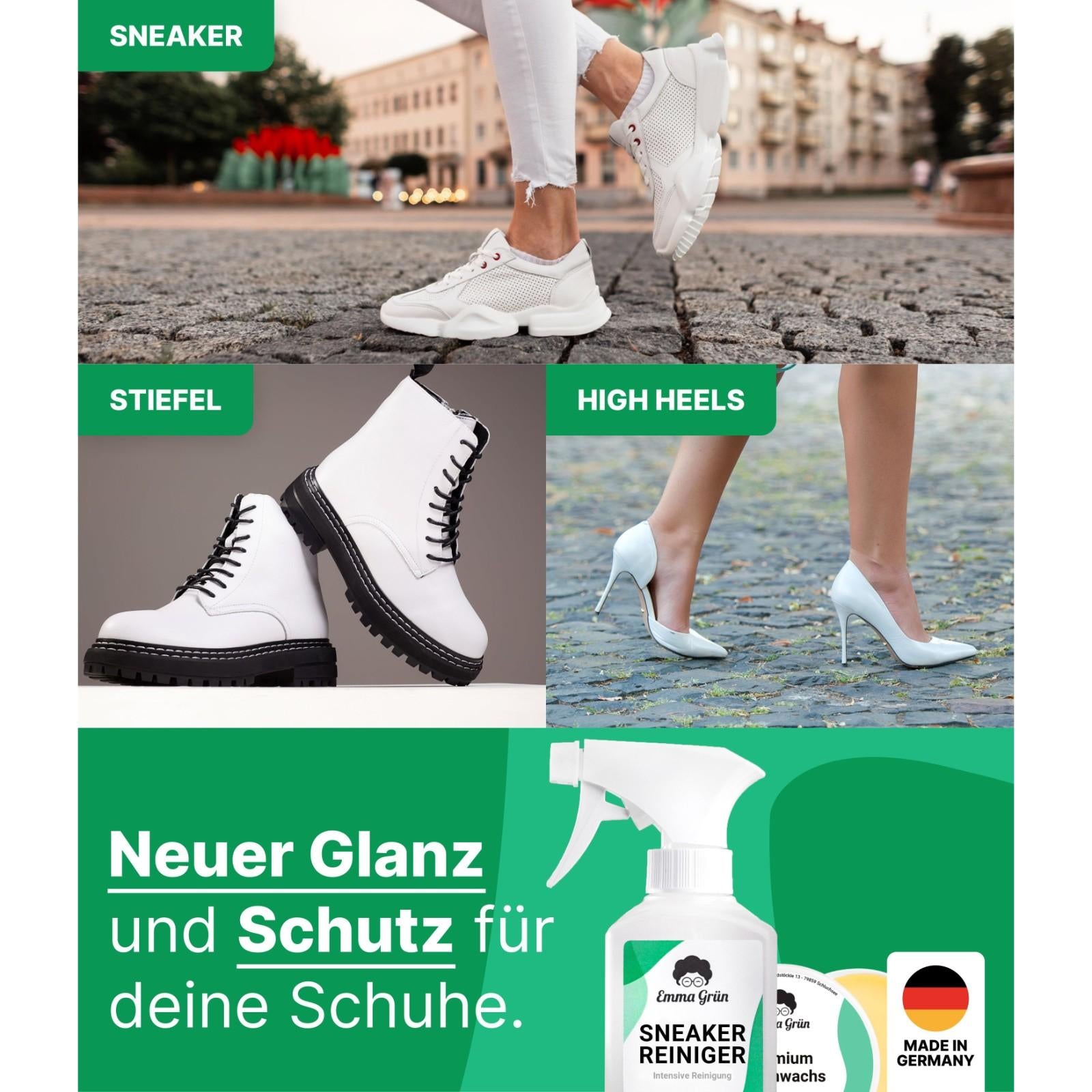 "Sauber & geschützt" Sneaker Spar-Set mit Sneaker Reiniger & Schuhwachs  Emma Grün   