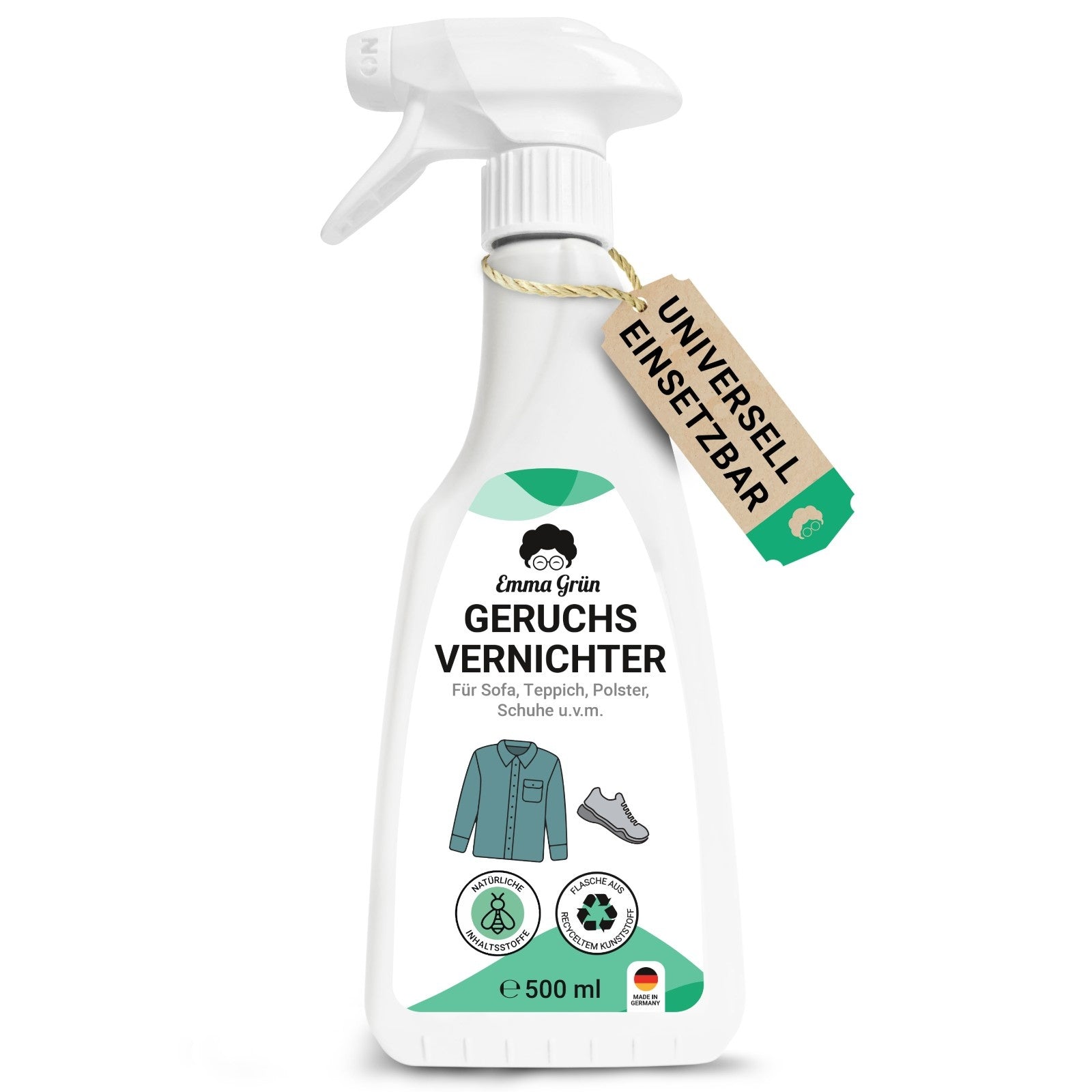 Geruchsvernichter 500 ml, für Schuhe & Textilien gegen hartnäckige Gerüche  Emma Grün   