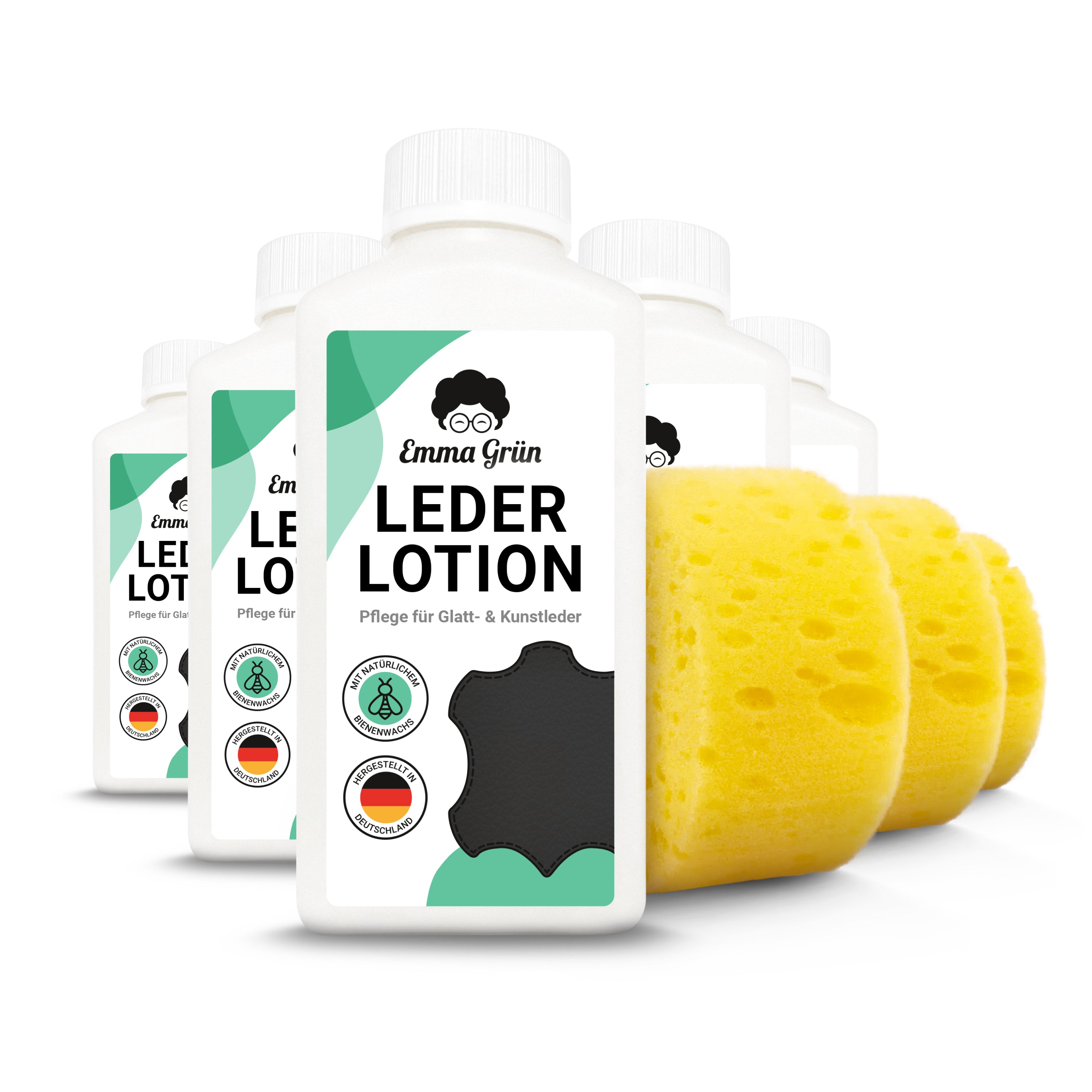 Leder Lotion 250 ml für großflächige Lederpflege, mit Bienenwachs Emma Grün