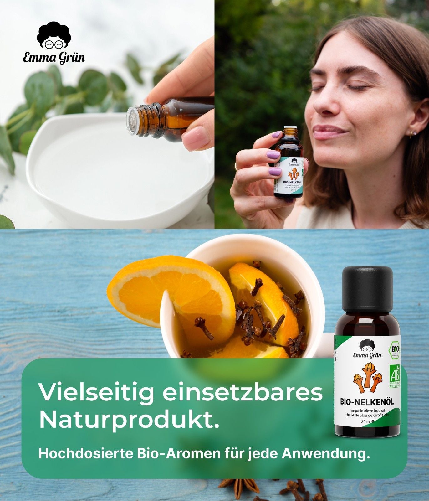 Ätherisches Bio Nelkenöl 30 ml, naturrein & hochdosiert  Emma Grün   