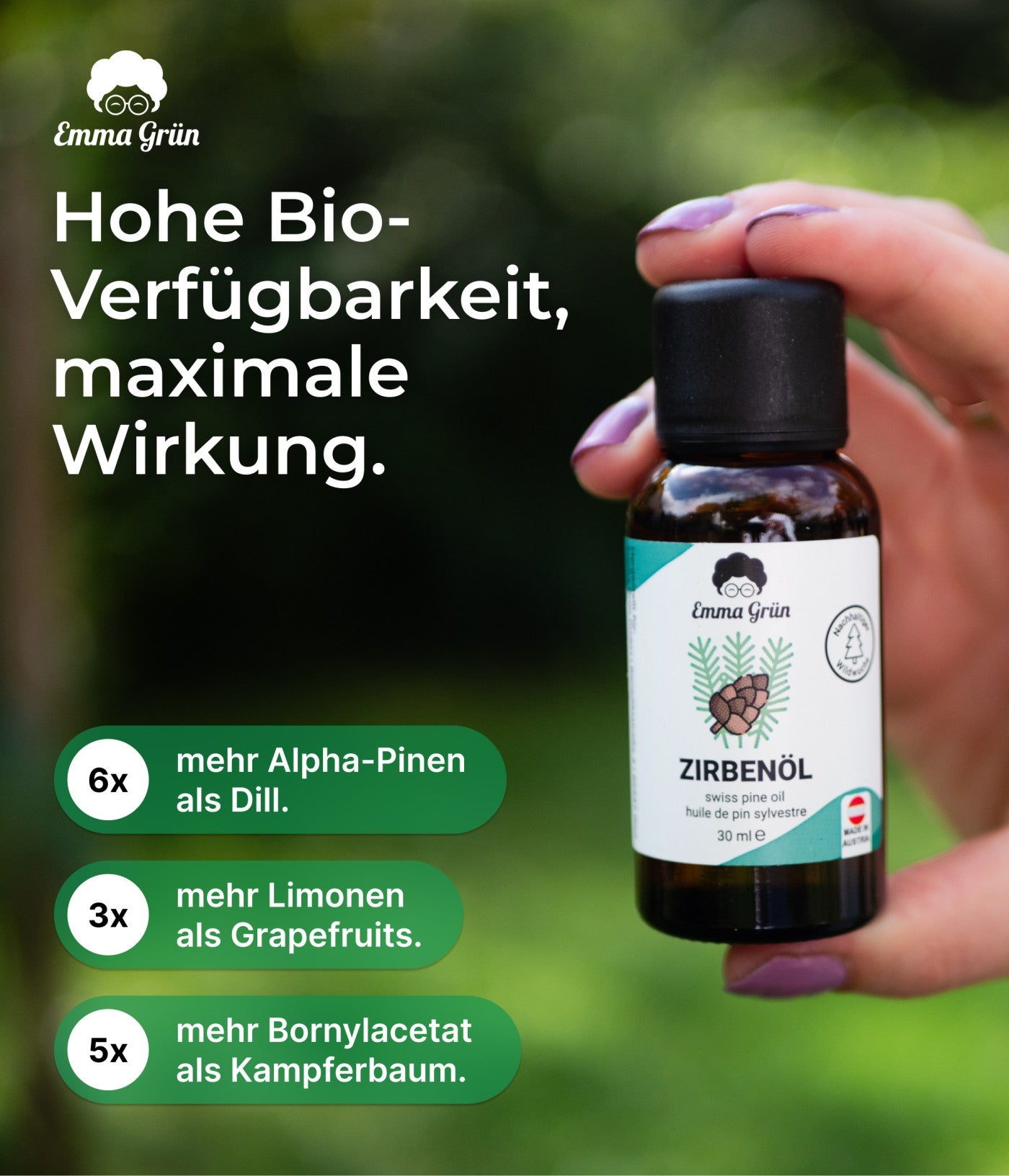 "Alpine Frische" Spar-Set mit ätherischem Zirbenöl & Zirben Raumspray  Emma Grün   