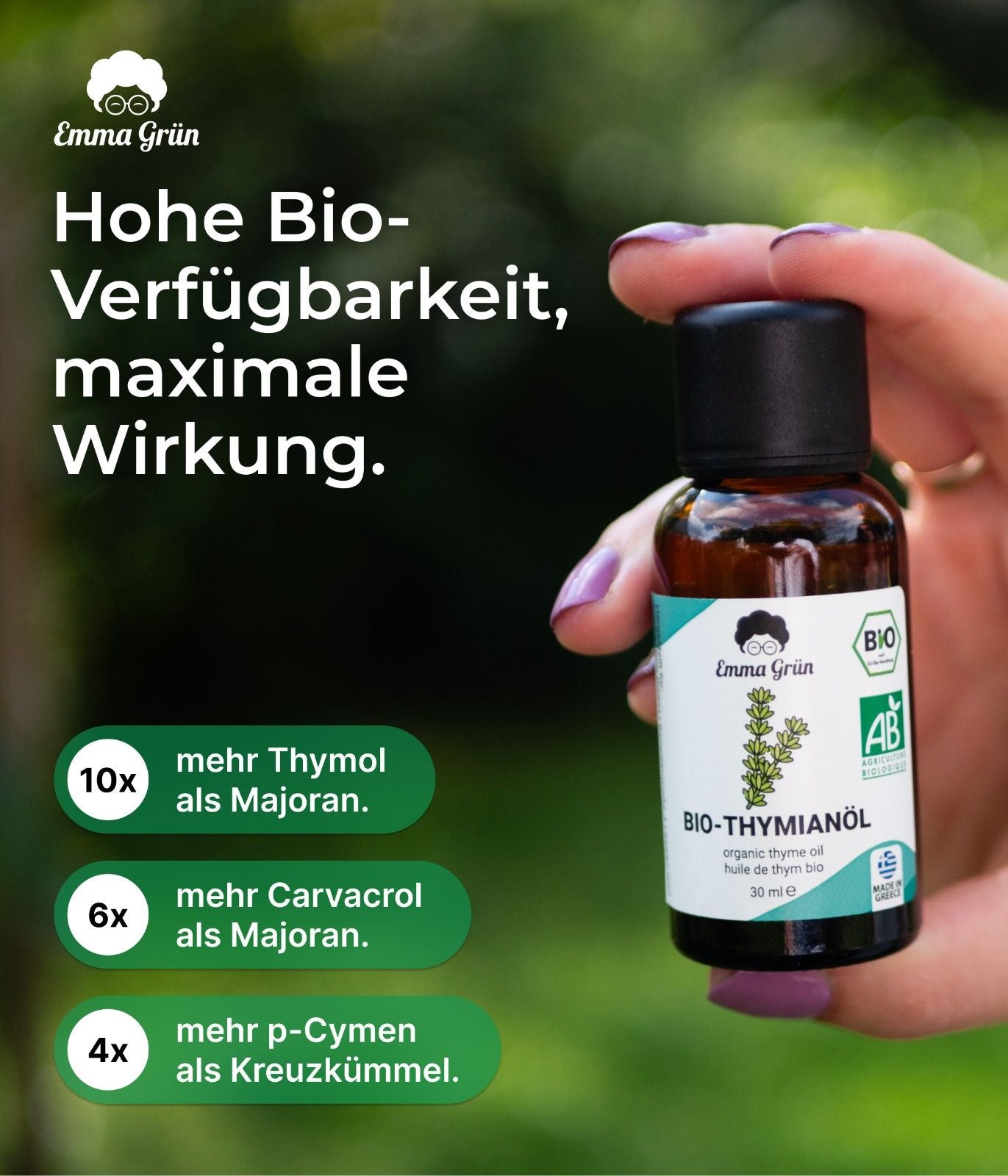 Ätherisches Bio Thymianöl 30 ml, naturrein & hochdosiert  Emma Grün   