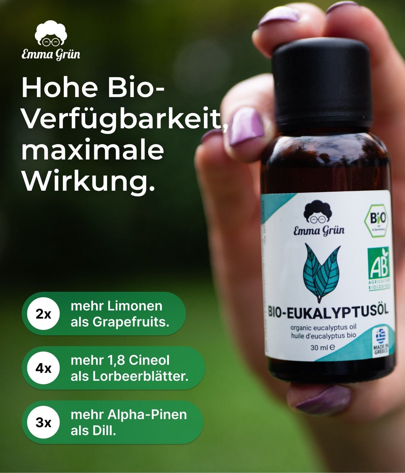 Ätherisches Bio Eukalyptusöl 30 ml, naturrein & hochdosiert  Emma Grün   