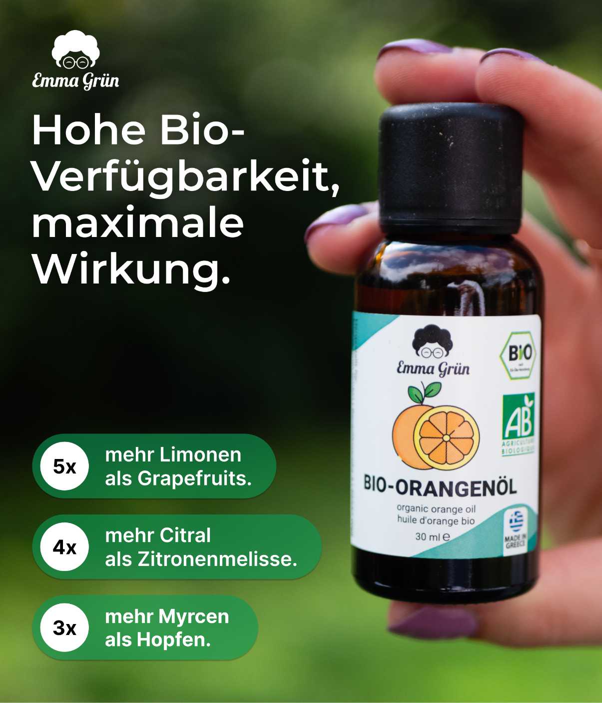 Bio-Orangenöl Emma Grün