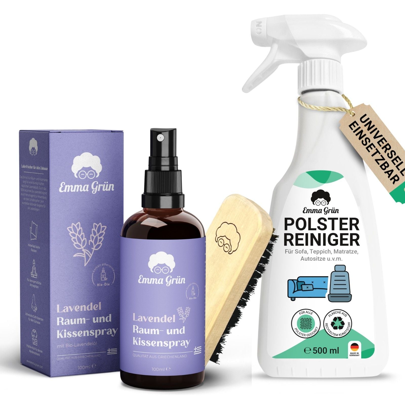 "Sauber & frisch" Polster Spar-Set mit Polsterreiniger & Lavendelspray  Emma Grün   