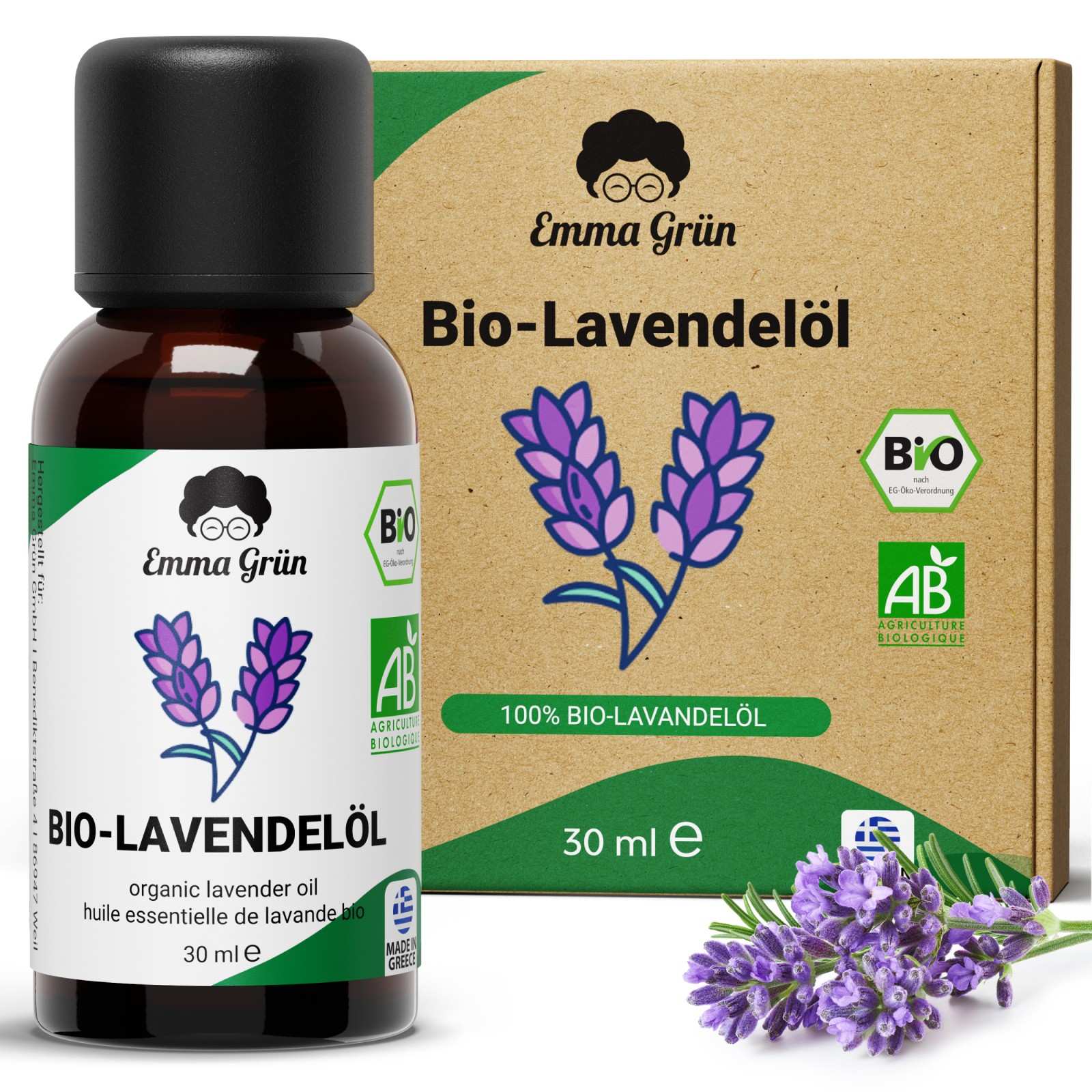 Ätherisches Bio Lavendelöl 30 ml, naturrein & hochdosiert  Emma Grün   