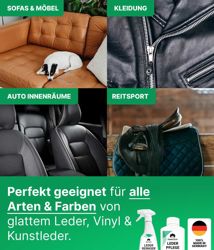 Lederpflege Auto Set mit Reiniger & Lotion Emma Grün