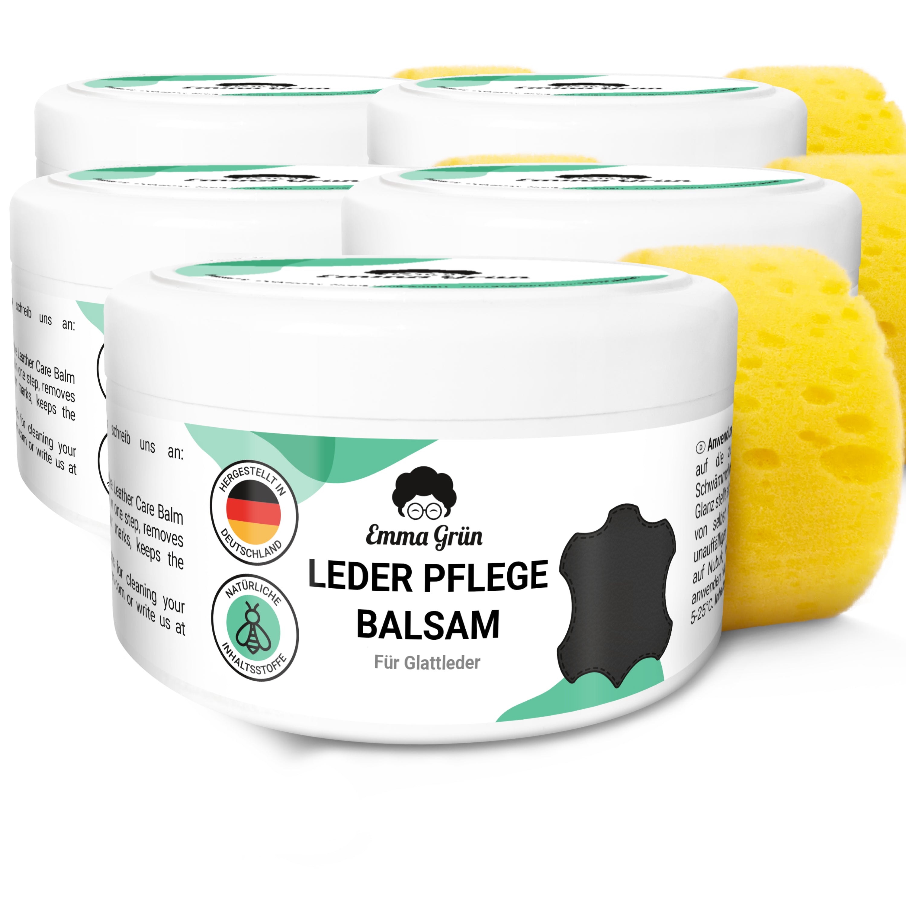 Lederbalsam 500 ml für geschmeidigen Glanz, mit Bienenwachs Emma Grün 5 x Leder Pflege Balsam