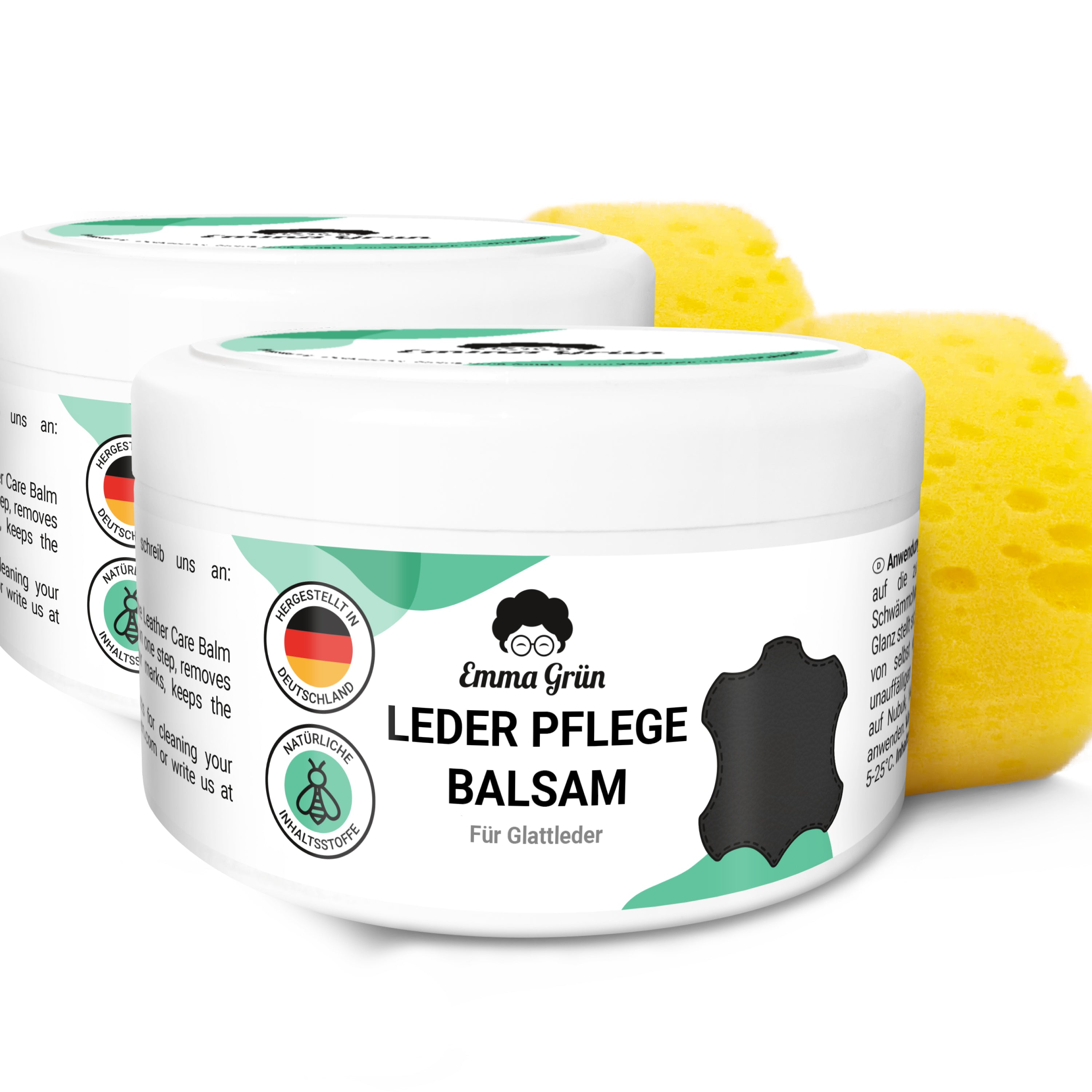 Lederbalsam 500 ml für geschmeidigen Glanz, mit Bienenwachs Emma Grün 2 x Leder Pflege Balsam