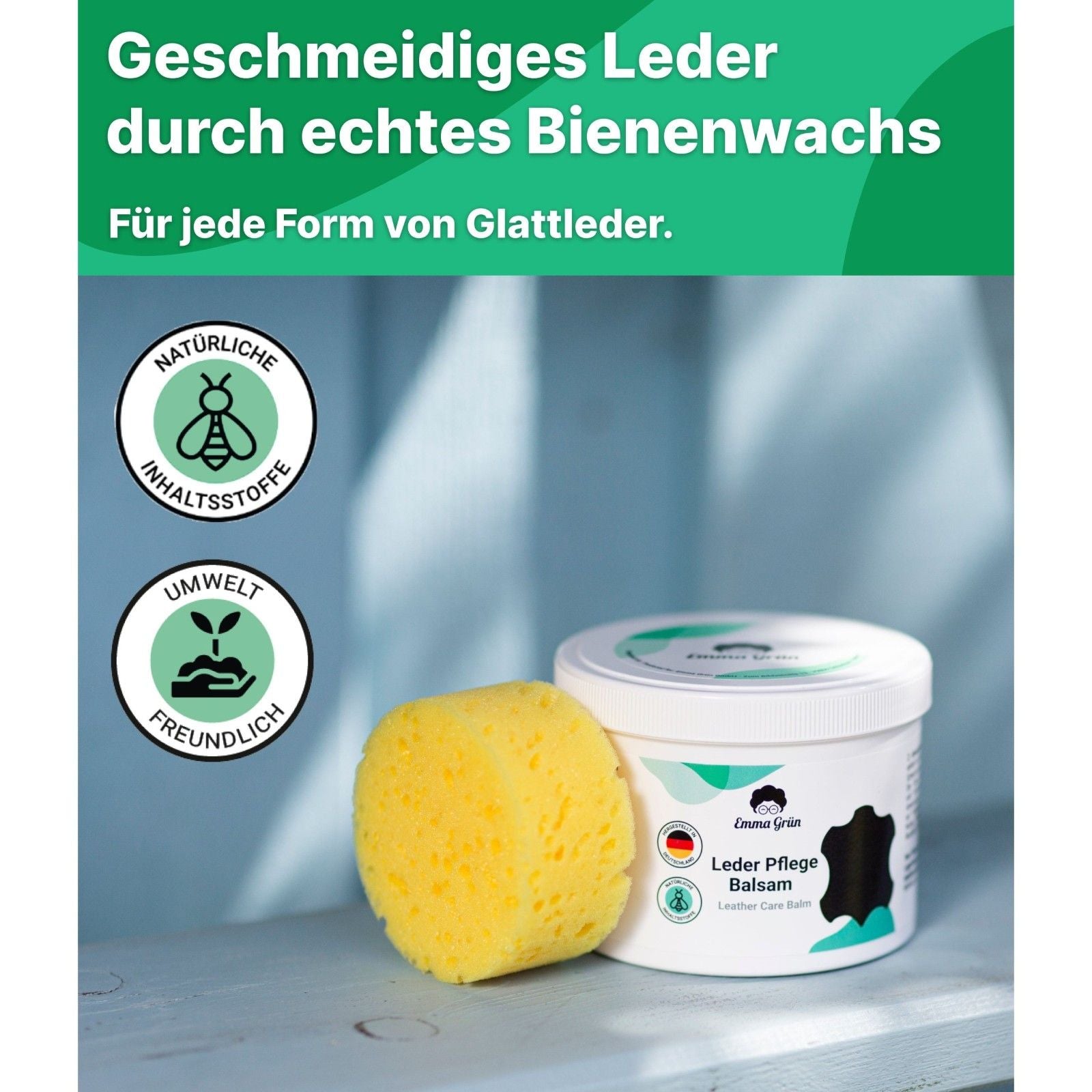 "Gepflegt & geschützt" Spar-Set mit Lederbalsam & Leder Lotion  Emma Grün   