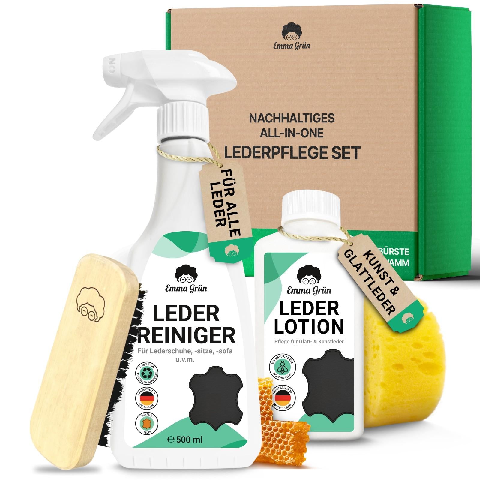 "Sauber & gepflegt" Spar-Set mit Lederreiniger & Leder Lotion  Emma Grün   