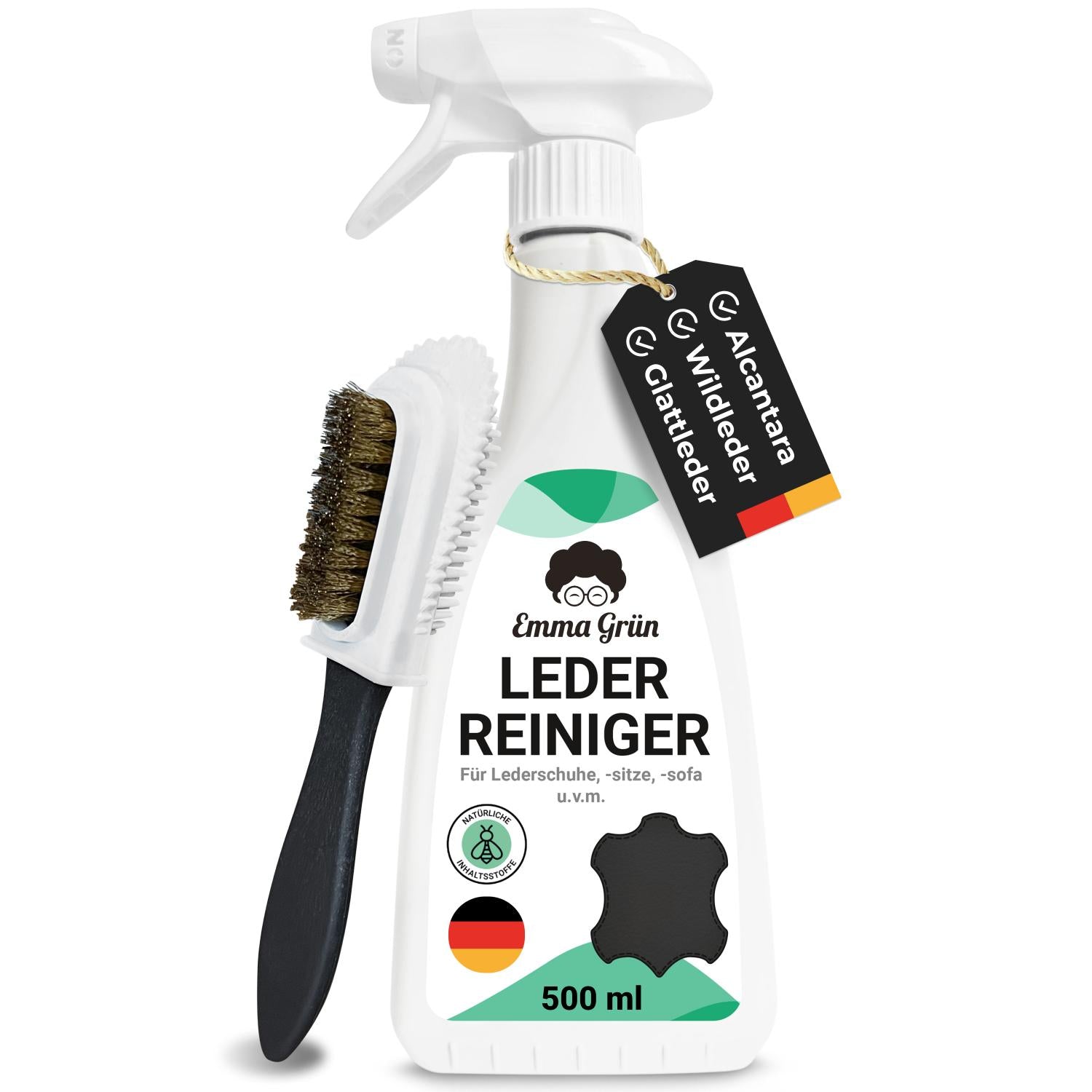 Lederreiniger mit Wildlederbürste Emma Grün 500 ml