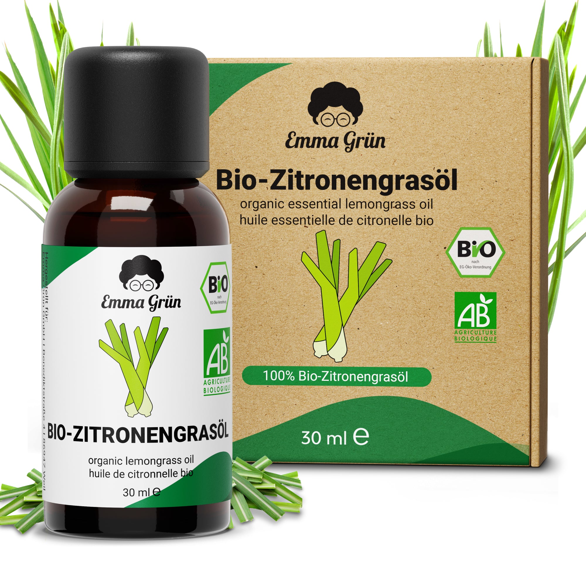 Bio Zitronengrasöl 30 ml, ätherisches Öl naturrein & hochdosiert, Bio-Qualität