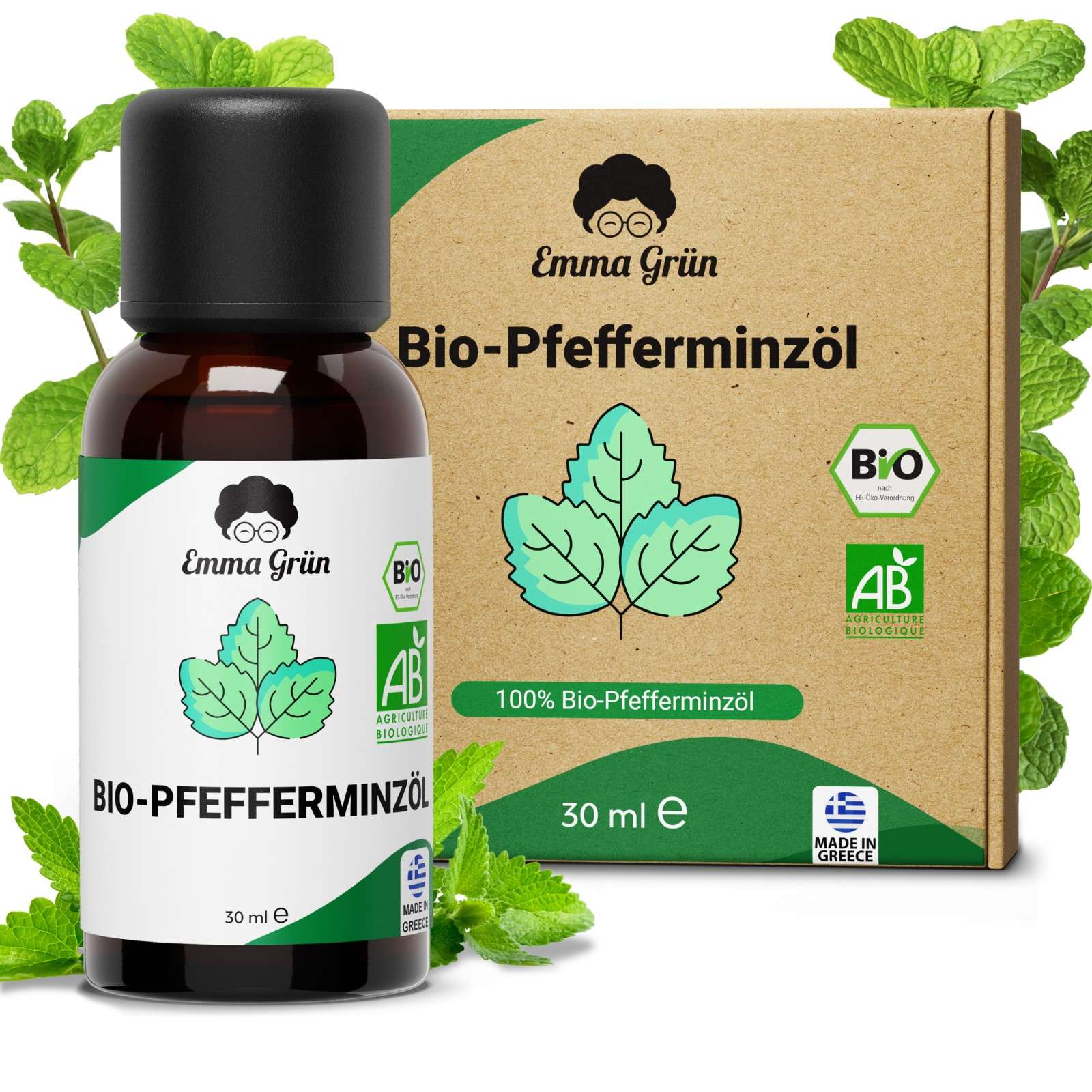 Ätherisches Bio Pfefferminzöl 30 ml, naturrein & hochdosiert  Emma Grün   