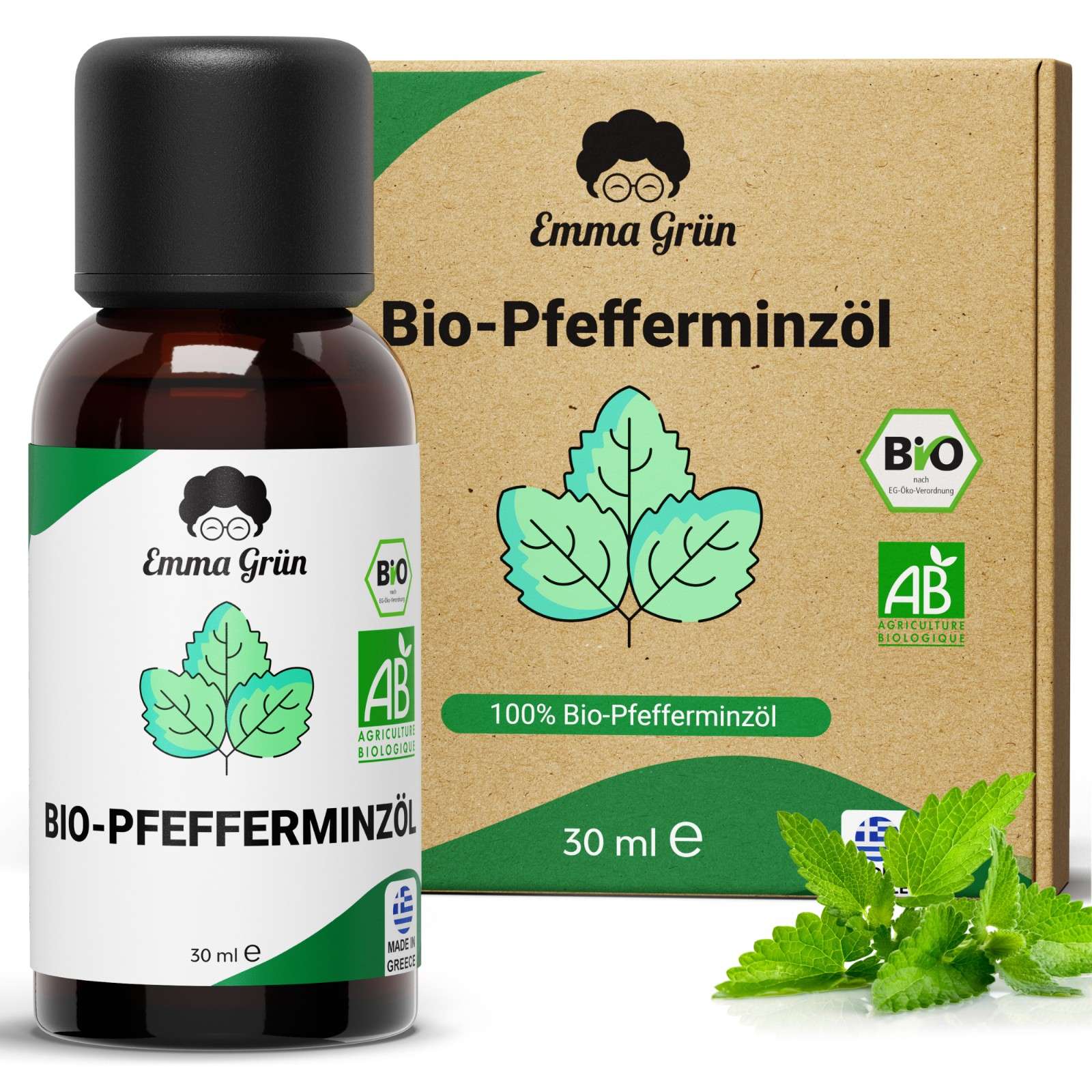 Ätherisches Bio Pfefferminzöl 30 ml, naturrein & hochdosiert  Emma Grün   