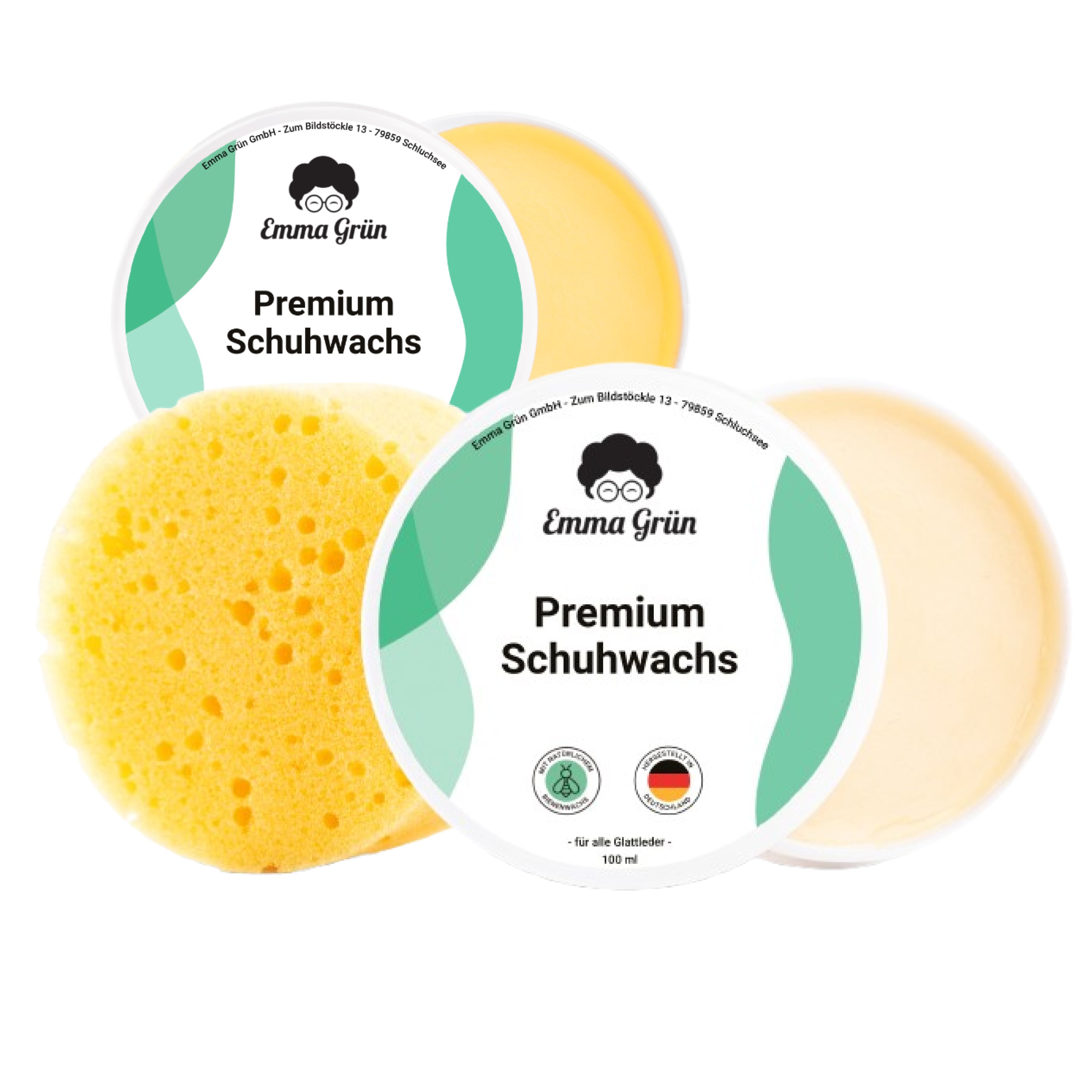 Premium Schuhwachs farblos 100 ml, für natürlichen Schutz, mit Bienenwachs Emma Grün 2 x Schuhwachs