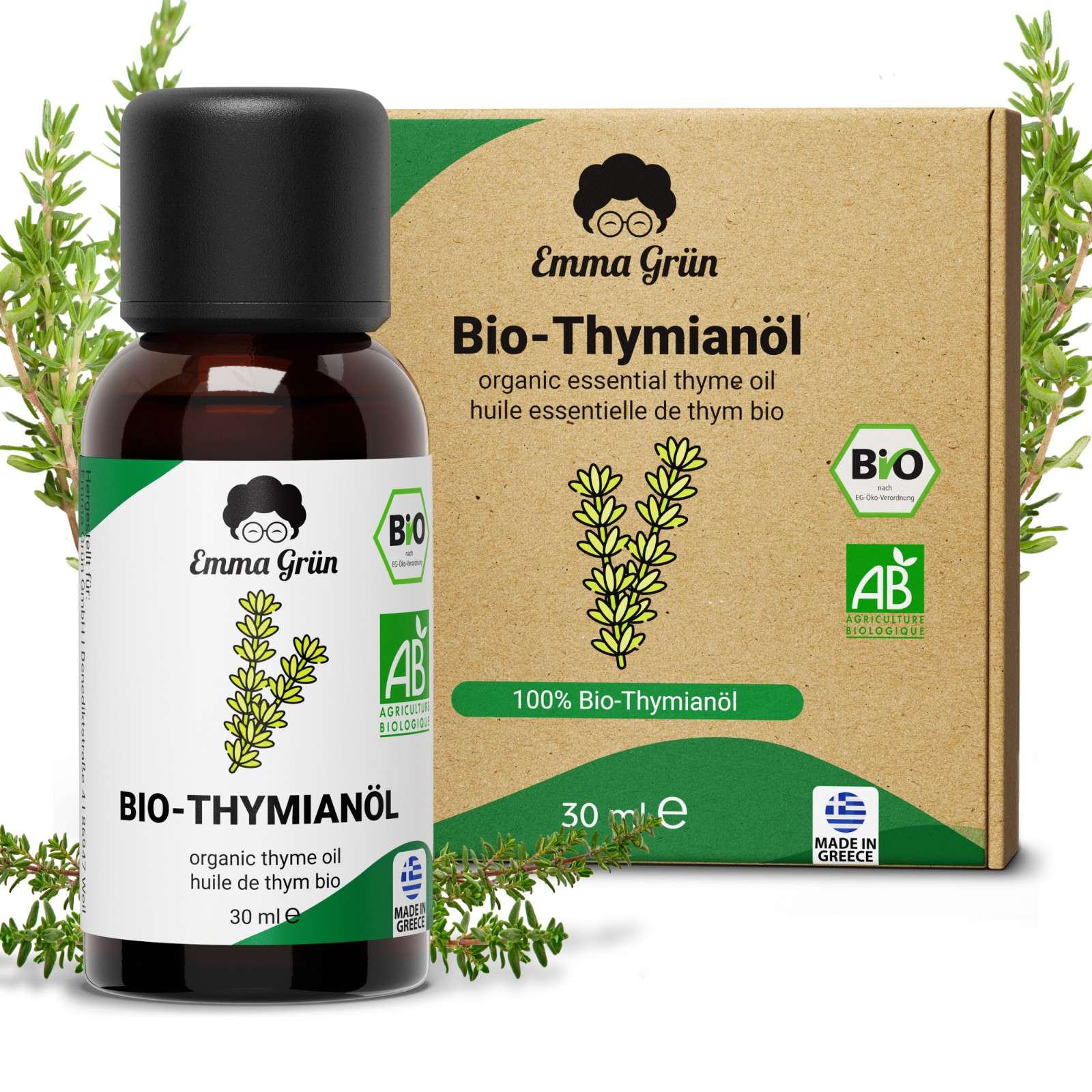 Ätherisches Bio Thymianöl 30 ml, naturrein & hochdosiert  Emma Grün   