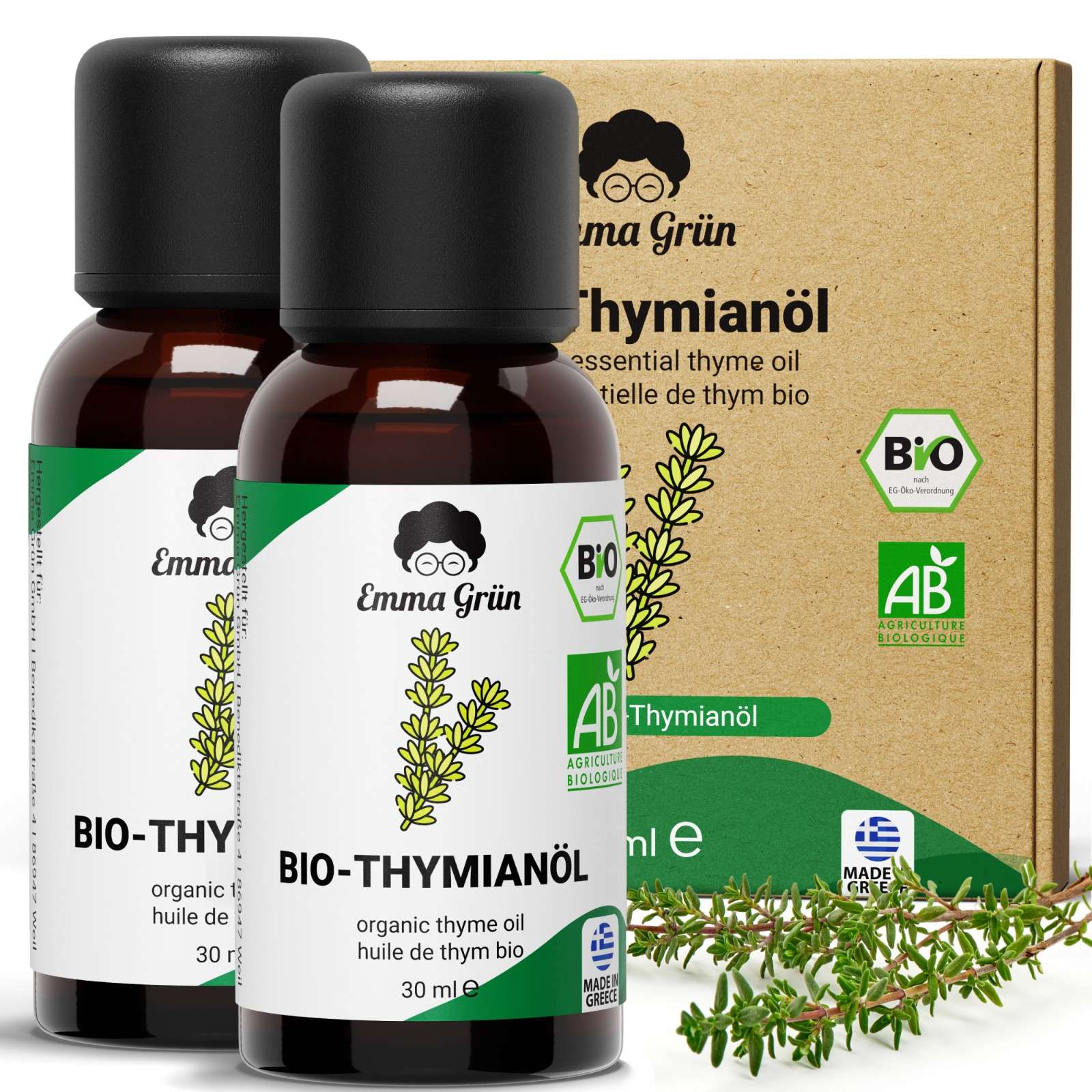 Ätherisches Bio Thymianöl 30 ml, naturrein & hochdosiert  Emma Grün   