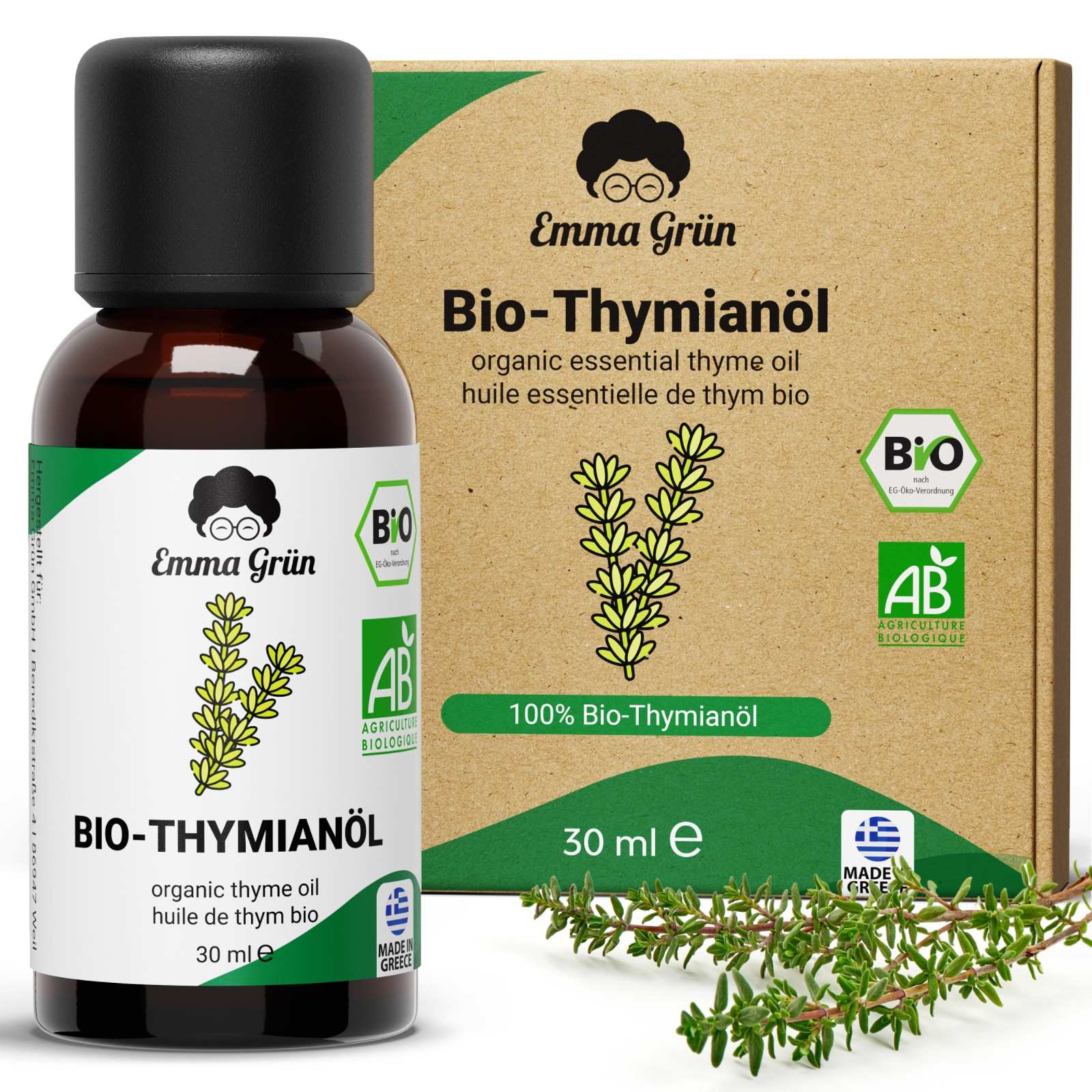 Ätherisches Bio Thymianöl 30 ml, naturrein & hochdosiert  Emma Grün   