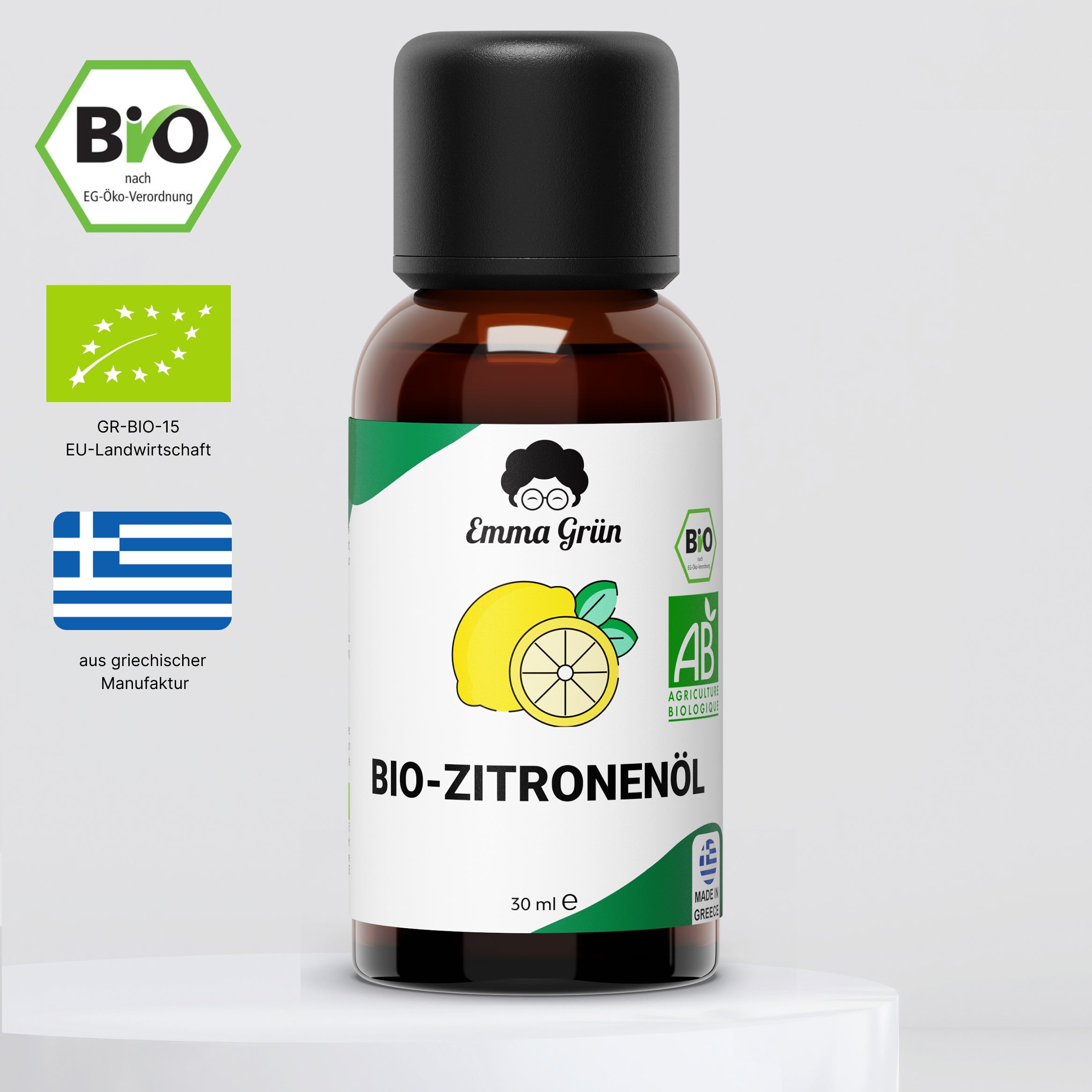 Ätherisches Bio Zitronenöl 30 ml, naturrein & hochdosiert Emma Grün 1 x Bio-Öl [30ml x 1]