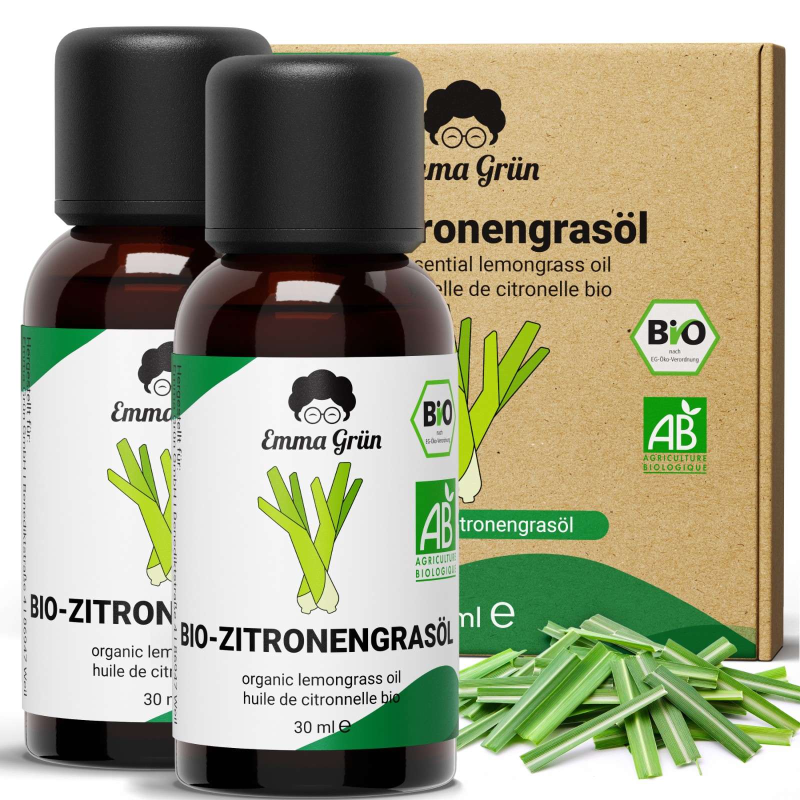 Ätherisches Bio Zitronengrasöl 30 ml, naturrein & hochdosiert  Emma Grün   