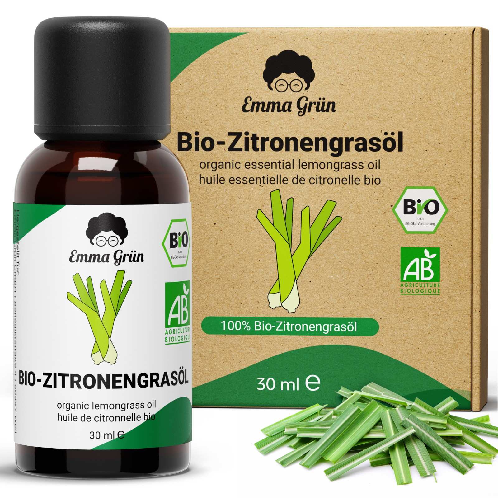 Ätherisches Bio Zitronengrasöl 30 ml, naturrein & hochdosiert  Emma Grün   