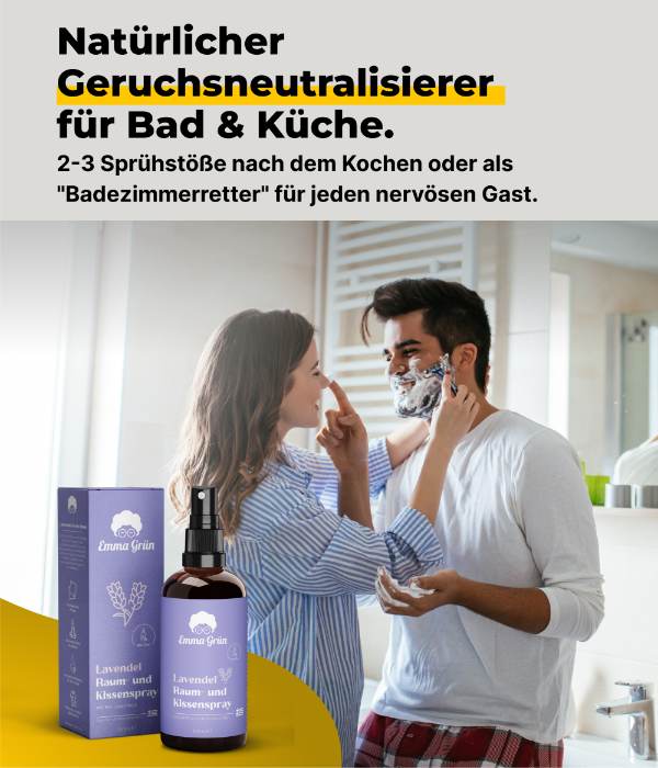 Lavendel Raum- & Kissenspray 100 ml, natürlicher Duft mit Bio Lavendelöl Emma Grün